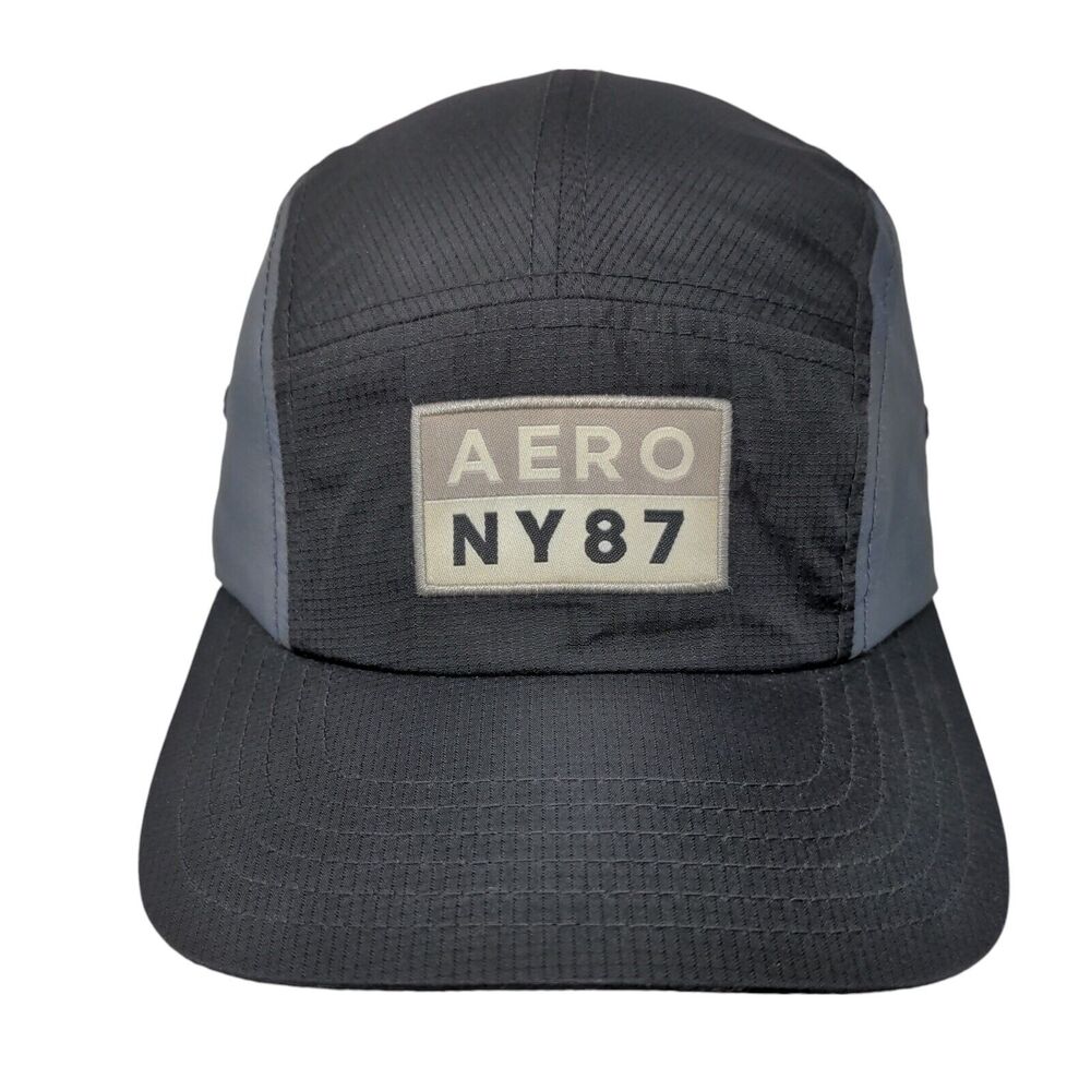 Aero NY87 Strapback Hat 5 Panel Cap Black One Size Adjustable Embroidered